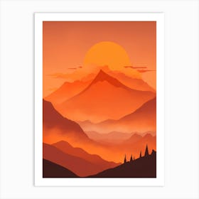 Misty Mountains Vertical Composition In Orange Tone 103 Art Print