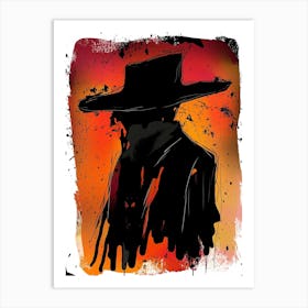 Cowboy Western Man In A Hat Drawing Art Print