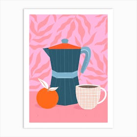 Coffee Pot And Orange Art Print