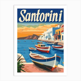 Aihrgdesign A Retro Travel Poster For Santorini Featuring A C 644015d6 C1a2 4096 9c16 9c63f83017c3 2 Art Print