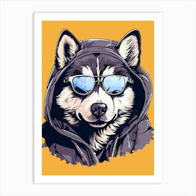 Husky Dog With Sunglasses Art Print