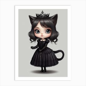 Gothic Cat Girl Art Print