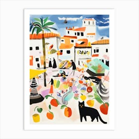 The Food Market In Mallorca 3 Illustration Art Print