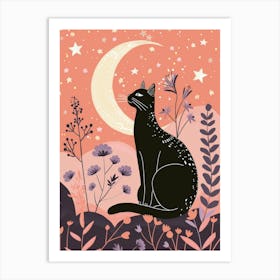 Black Cat In The Moonlight 2 Art Print