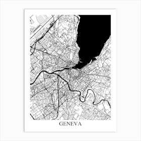 Geneva White Black Art Print