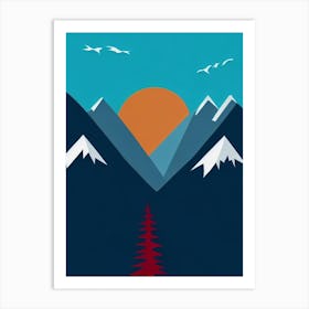 Wengen, Switzerland Modern Illustration Skiing Poster Art Print