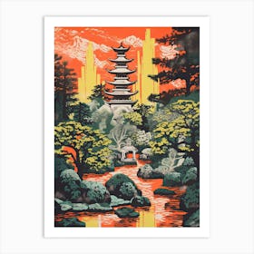 Portland Japanese Gardens Abstract Riso Style 3 Art Print