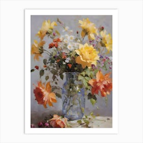 Vase With a Bunch of Sporadic Looking Flowers Art Print