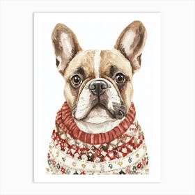 French Bulldog In Christmas Jumper Neutral Art Print