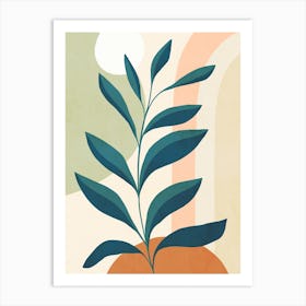 Earthy Tropical Foliage Blue 1 Art Print