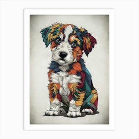 Colorful Puppy Canvas Print Art Print