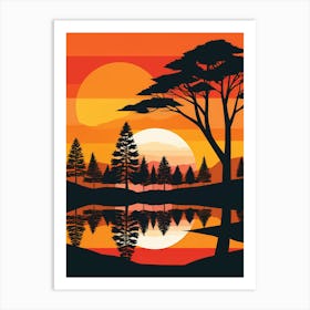 Sunset In The Forest 4 Art Print