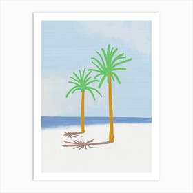 Palm Trees shadow On The Beach Art Print