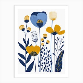 Blue And Yellow Flowers 5 Art Print