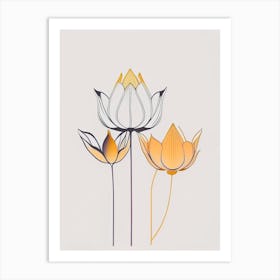 Double Lotus Minimal Line Drawing 3 Art Print