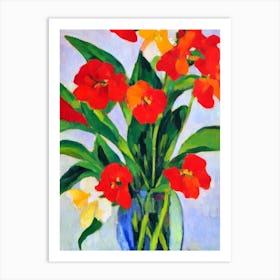 Lilium Floral Abstract Block Colour Flower Art Print