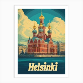 Aihrgdesign A Retro Travel Poster For Helsinki 4 Art Print