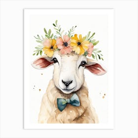 Baby Blacknose Sheep Flower Crown Bowties Animal Nursery Wall Art Print (10) Art Print