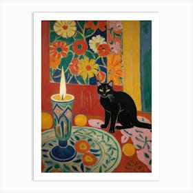 Cat In A Room Style Henri Matisse Art Print