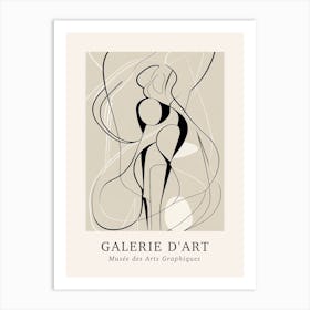 Galerie D'Art Abstract Line Art Figure Neutrals 5 Art Print