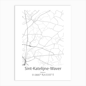 Sint Katelijne Waver,Belgium Minimalist Map Art Print