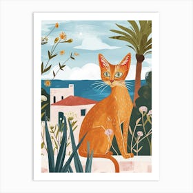 Abyssinian Cat Storybook Illustration 1 Art Print