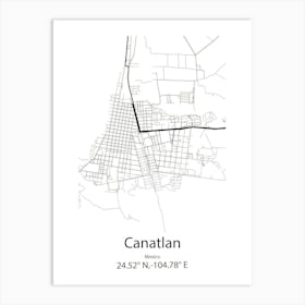 Canatlan,Mexico Minimalist Map Póster