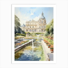 Mirabell Palace Gardens Austria Watercolour 2  Art Print