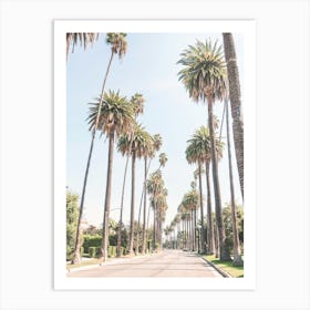 Los Angeles, USA I Under palm trees of Beverly Hills, celebrity villas with Californian architecture for minimalist retro vintage minimalist geometric composition photography in the light of sunset pastel aesthetic Art Print