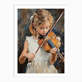 Little Girl Playing Violin Art Print