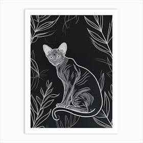 Devon Rex Cat Minimalist Illustration 3 Art Print