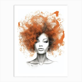 Retro Watercolour Afro Portrait 3 Art Print