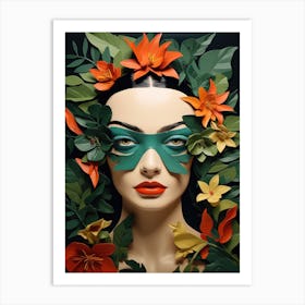 Portrait Of A Woman With Leaves 7 Art Print