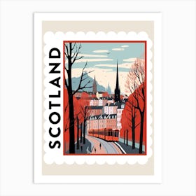 Retro Winter Stamp Poster Edinburgh Scotland 4 Art Print
