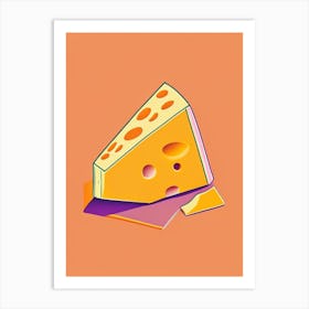 Limburger Cheese Dairy Food Minimal Line Drawing 2 Art Print