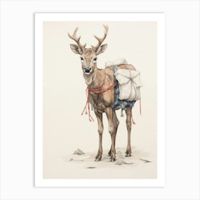 Storybook Animal Watercolour Caribou 1 Art Print