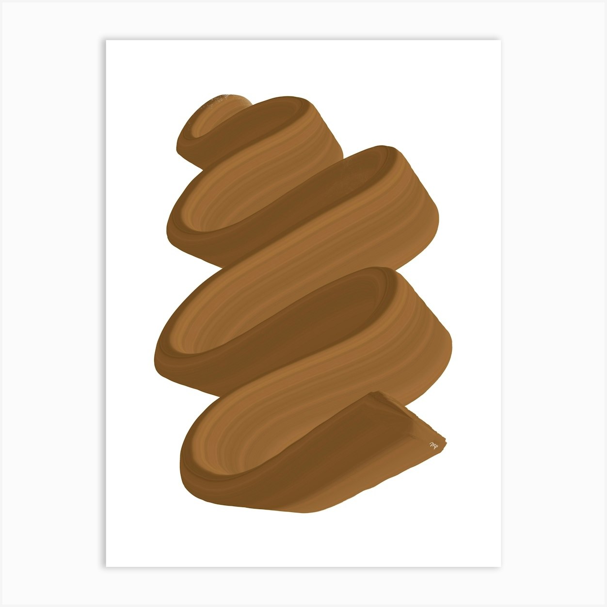 Abstract Mocha Brown Paint Art Print by Martina