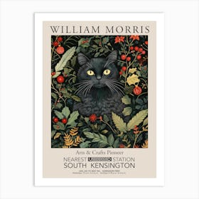 William Morris Prints Black Cat Portrait Christmas Gift Winter Vintage Art Print