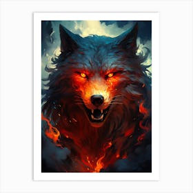 Wolf In Fire 1 Art Print