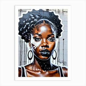 Graffiti Mural Of Beautiful Black Woman 344 Art Print