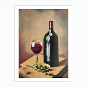 Merlot Oil Painting Cocktail Poster Art Print