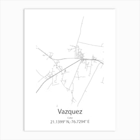 Vazquez,Cuba Minimalist Map Art Print