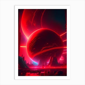 Red Giant Neon Nights Space Art Print