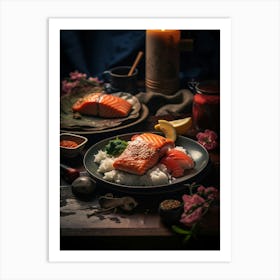 Salmon On Rice Art Print