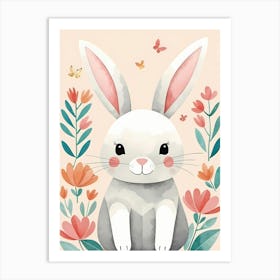 Floral Cute Baby Bunny Nursery (32) Art Print