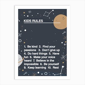 Kids Rules Art Print