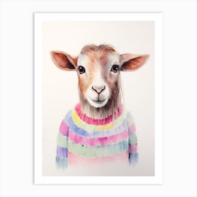 Baby Animal Watercolour Goat 4 Art Print