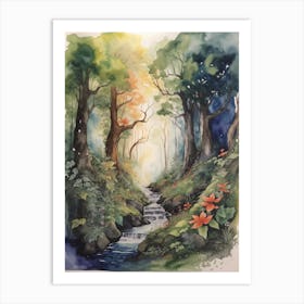 Watercolor Of A Stream Art Print