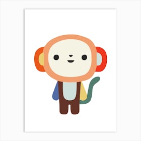 Cute Monkey Playful Illustration Art Print