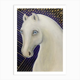 White Horse With Blue Eyes Art Print